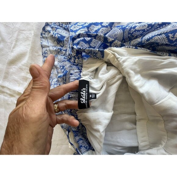 LuLus blue&white lined halter short dress cut outs in back rayon fabric sz M fes - Picture 3 of 10